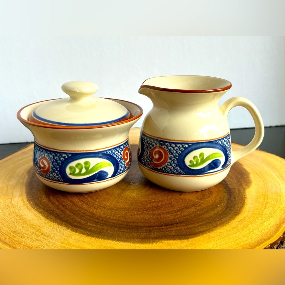 Franciscan Dinnerware, Calypso CREAMER  & SUGAR BOWL  VTG USA, circa 1978
